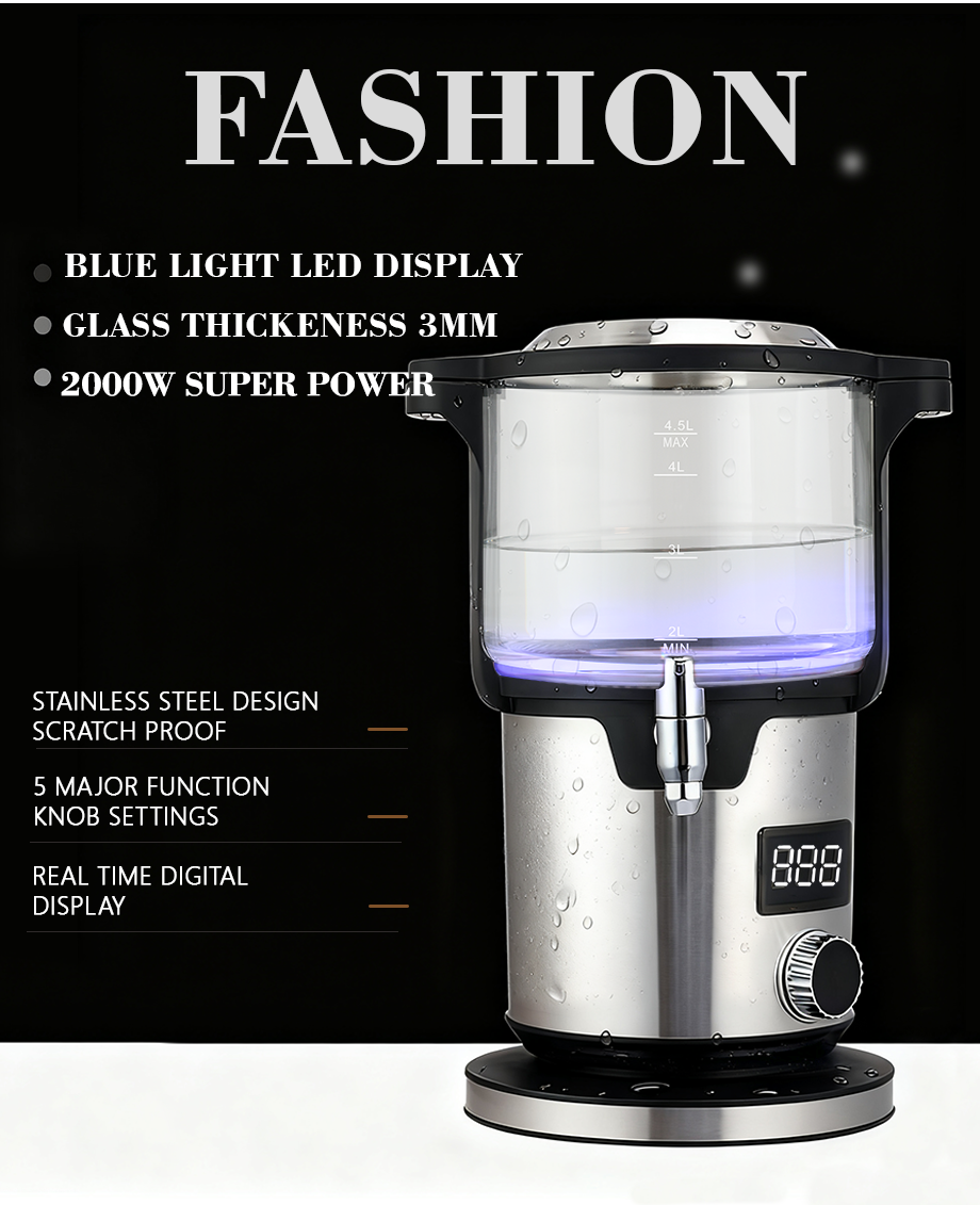 CE/CB 承認 5.6L 容量大サモワール高ホウ素ガラスティーポット保温機能ダブルボイラーポットトルコティーメーカーケトル