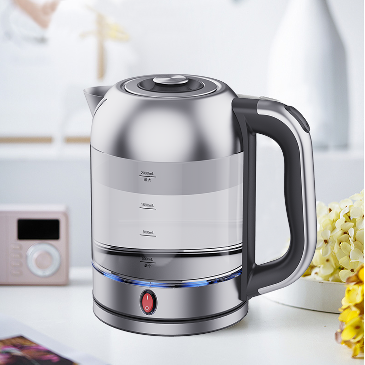 ミニ電気ポータブルティーケトル 2.0L ガラス本体水ボイラー保温機能付きガラスケトル電気ティーメーカー機 