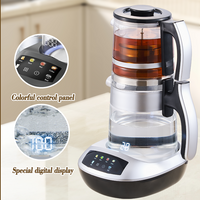 家電ポータブルホウケイ酸ガラスティーポット給湯器ダブル電気トルコティーメーカー取り外し可能な注入器付き