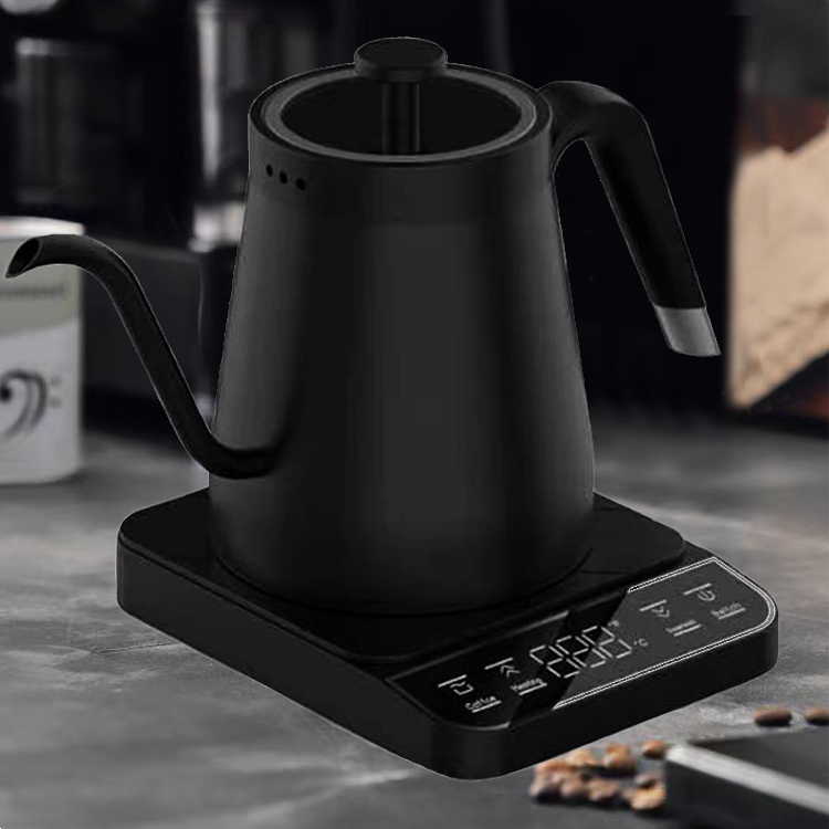 1350W ブラックガラスカバーオフィスデスクトップ電気デジタルスマートグースネックケトル