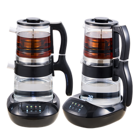 YUEKON スマート家電ティーメーカーサモワール新 1.8l + 0.9l 二層コールドタッチスマート高ホウケイ酸ガラスティーメーカー