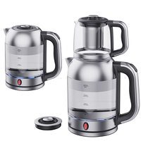 モダンなアラビア ダブルホットティーメーカー ティーポット ガラスボディ 電気ケトル 保温 ロシア サモワール ティーメーカー ティーポット