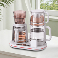 1500 ワット多機能ガラスケトルスマートワイヤレスダブルケトル電気ティーポットコーヒーポットセット温度制御デジタル