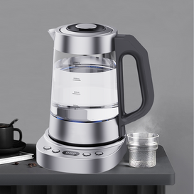 トルコスタイリッシュなブルー Led インテリア電気湯沸かし器デジタルティーメーカーステンレス鋼温度制御コードレスガラスケトル 