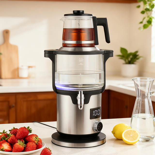 4.5 + 1.1L スマート二重層ティーメーカーマシン 2000 ワット家庭用ノブトルコティーケトル電気コードレスケトル沸騰水用