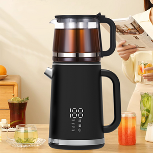 Yuekon 1.5L+1.1L Electronic Kettles Glass Kettle and Teapot 2 In1 Double Leaerティーメーカー