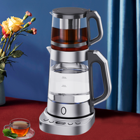 トルコティーメーカーセット電気ケトル全自動マルチ高速加熱家庭用ガラス 2 で 1 ティーケトルトレイセット