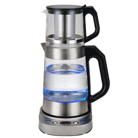 中東サウジアラビアサモワール新しい Type1.7l + 1.0l ステンレス鋼トルコティーメーカーガラスティーポット電気ケトル