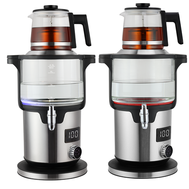 CE/CB 承認 5.6L 容量大サモワール高ホウ素ガラスティーポット保温機能ダブルボイラーポットトルコティーメーカーケトル