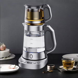 ホット販売 1.7 L 電気トルコサモワール二重ガラスティーメーカーガラスティーポットセット電気ガラスケトル 