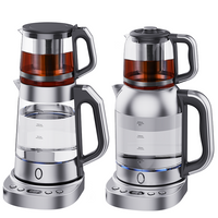 サモワール電気湯沸かし器デジタル温度制御保温ガラスティーポット茶こしとガラス蓋付き