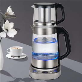 スマートガラスサモワール電気ケトルデジタル温度制御保温茶ステンレス鋼ペルシャトルコティーケトル 