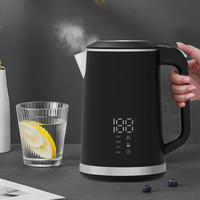 家電1.5l 304食品グレードのステンレス鋼ボディ電気ケトル二重壁電気ケトルジャグ 