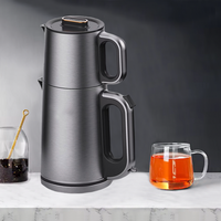  新しいデザインの家庭用キッチン家電ダブルトルコティーメーカーステンレス鋼電気ケトルとティーポット