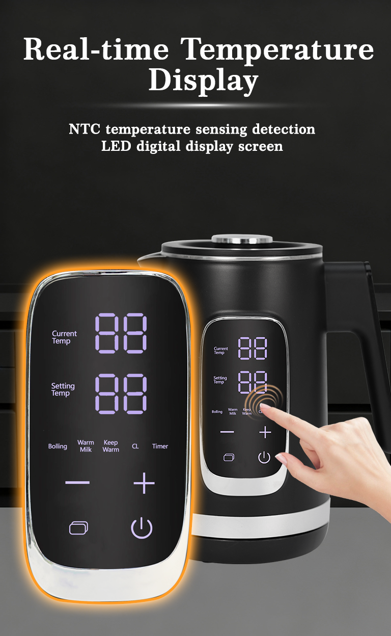 スマートホームキッチン家電電気沸騰ポットデジタル制御 1.5 + 1.1L デュアルケトルティーメーカーコードレスケトルティーポット