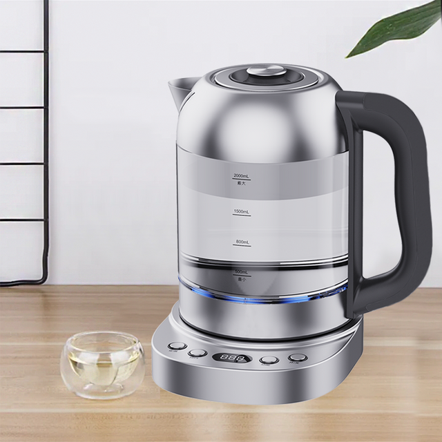 2.0l コードレスジャグ電気高ホウケイ酸ガラスケトル 360 回転ベースのデジタル制御付きスマートガラス電気ケトル