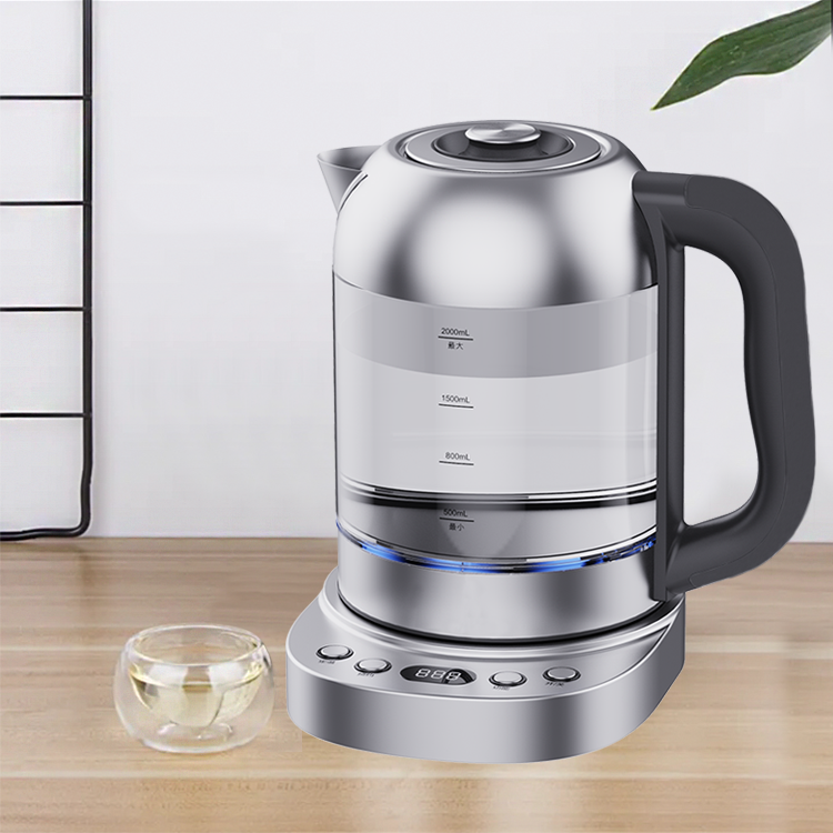 2.0l コードレスジャグ電気高ホウケイ酸ガラスケトル 360 回転ベースのデジタル制御付きスマートガラス電気ケトル