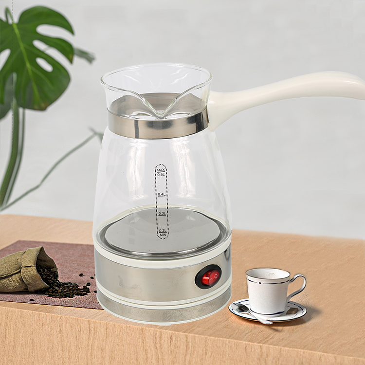 新デザイントルココーヒーポット 500 ミリリットル加熱プレートコーヒーポットヒーター透明ケトル家庭用 
