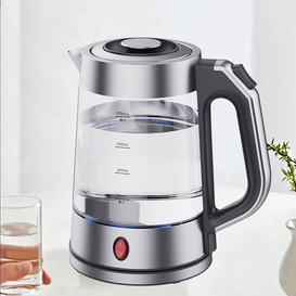 1.7 リットル自動シャットオフ電気ケトル高ホウケイ酸ガラスケトルブルーライトスライバー機械式 OEM ODM ウォーターケトル